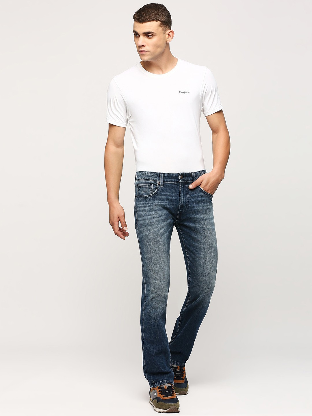 

Pepe Jeans Men Heavy Fade Clean Look Stretchable Jeans, Blue
