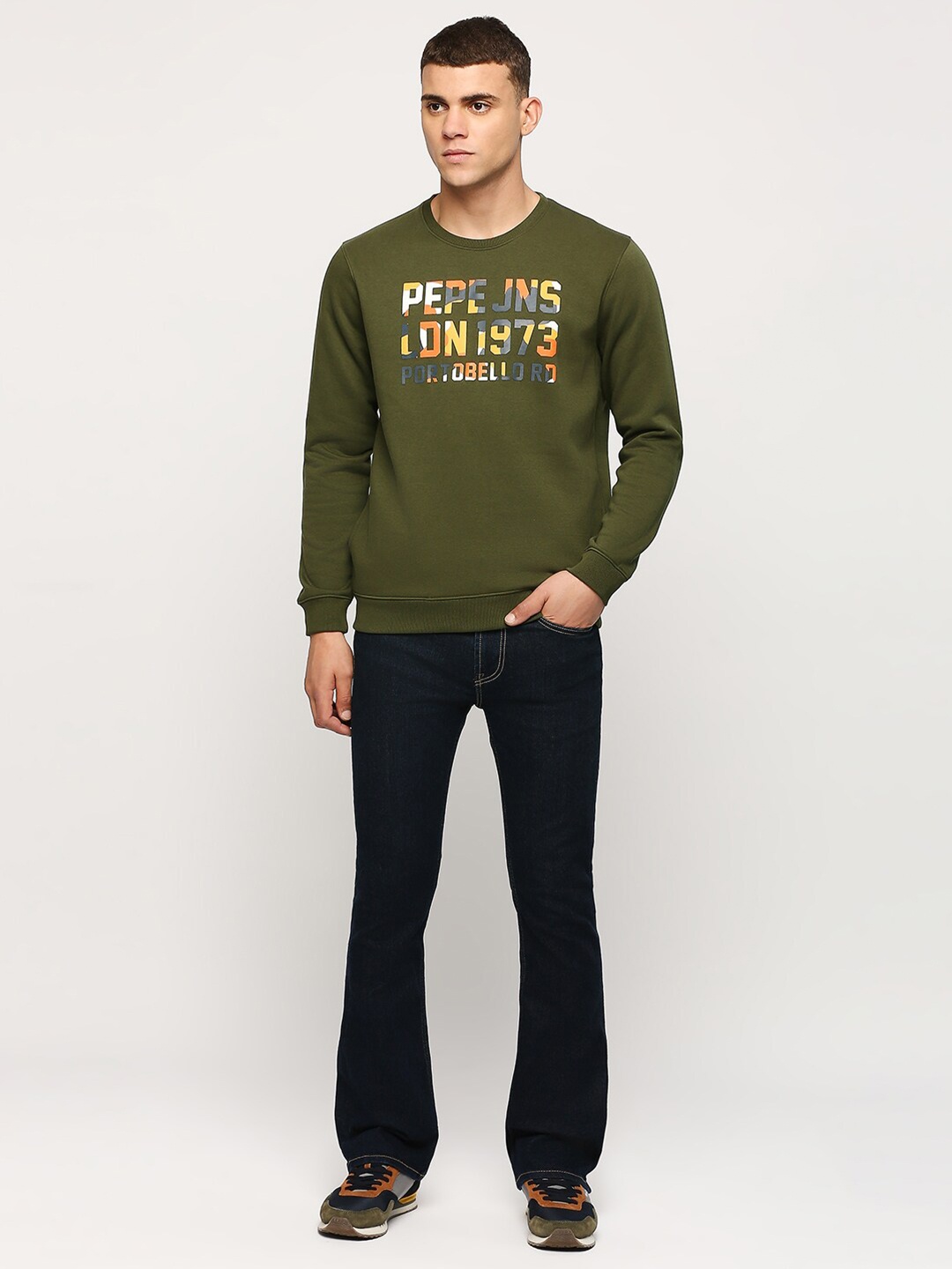 

Pepe Jeans Typography Printed Pullover, Olive