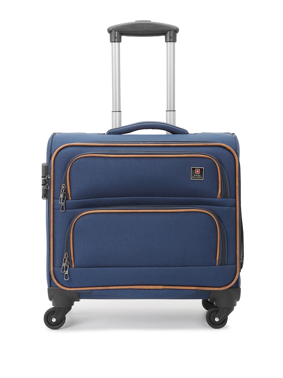 

SWISS MILITARY Textured Overnighter Soft Sided Trolley Bag- 38 cm, Blue