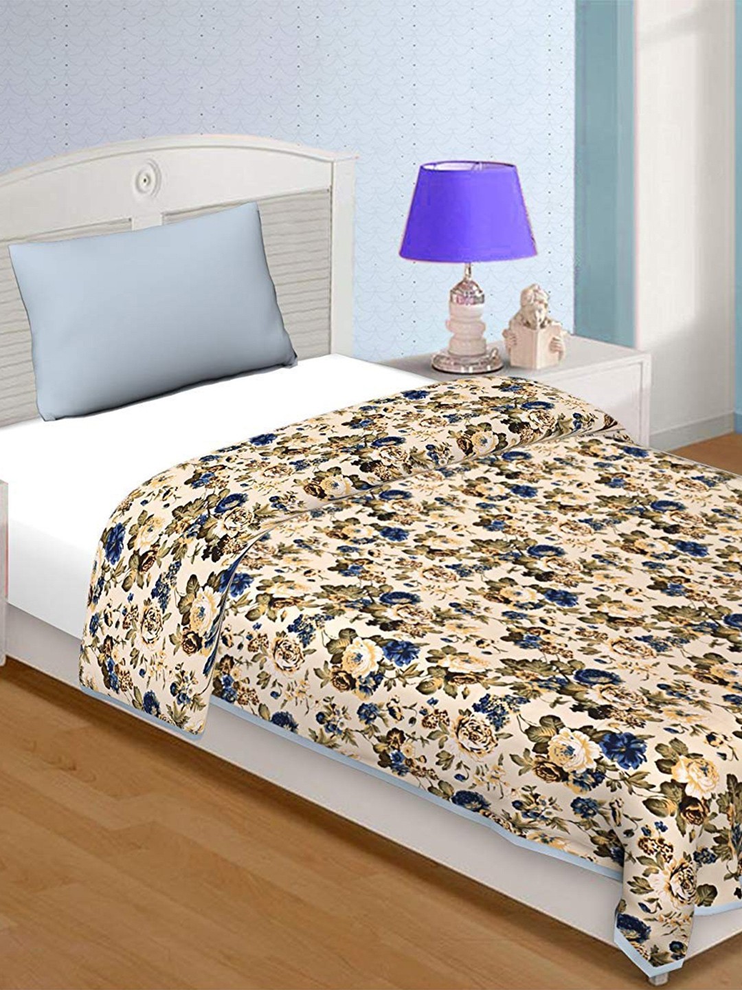 

COZYEXPORTS Pink & Blue Floral Pure Cotton AC Room Single Bed Dohar