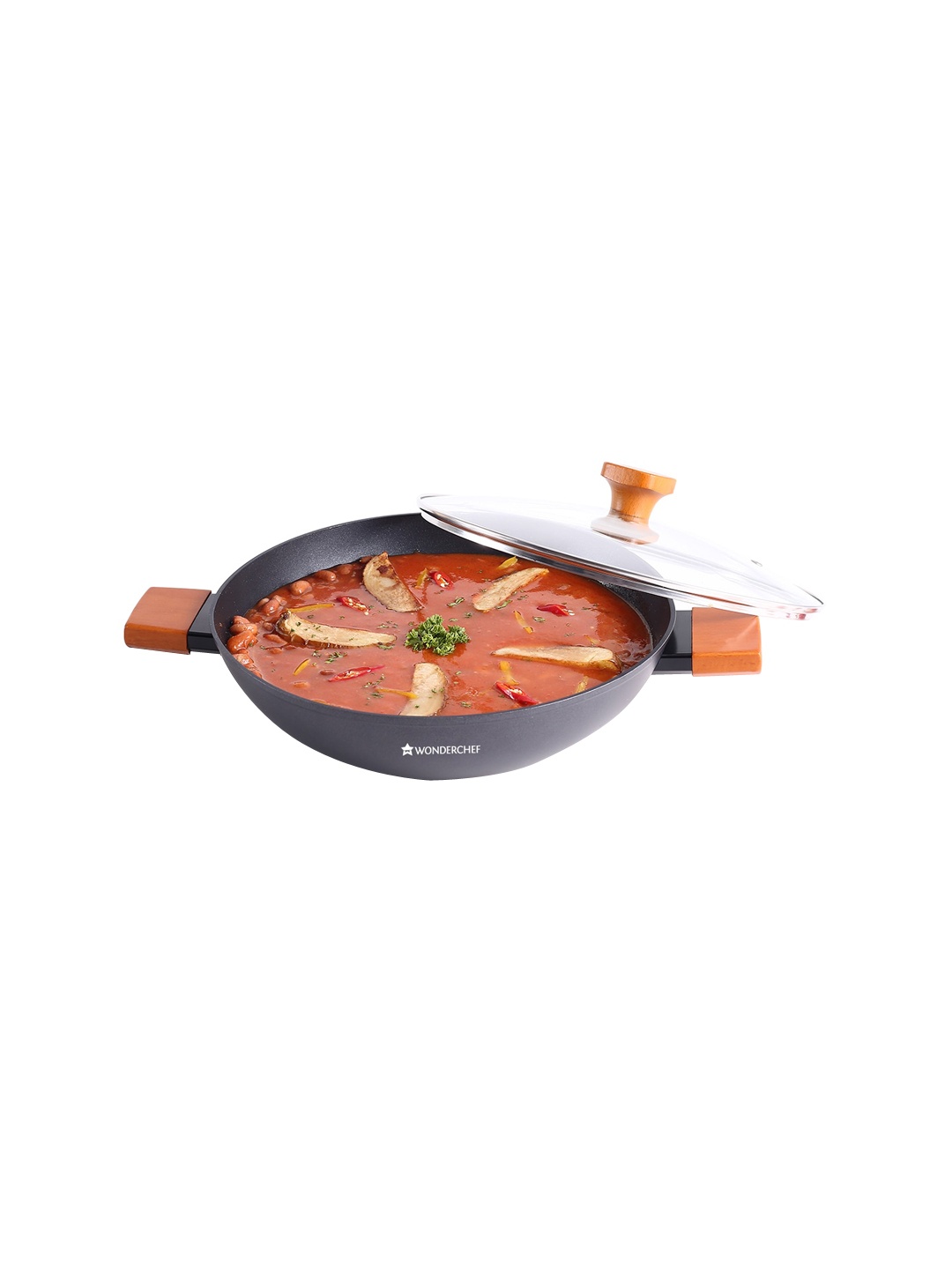 

Wonderchef Caeser Black Aluminum Non-Stick Kadhai with Lid-24 cm