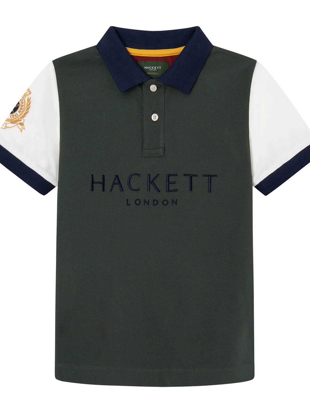 

HACKETT LONDON Boys Typography Printed Polo Collar Regular Fit T-shirt, Green