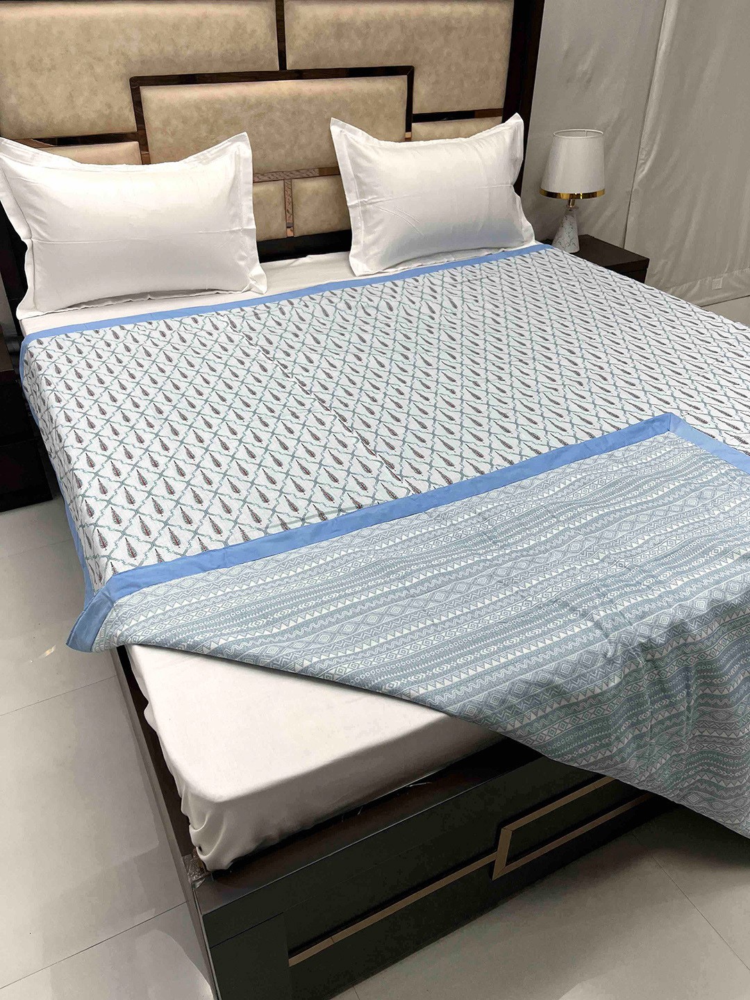 

Pure Decor Silken White Floral AC Room Cotton 300 GSM King Reversible Double Bed Dohar