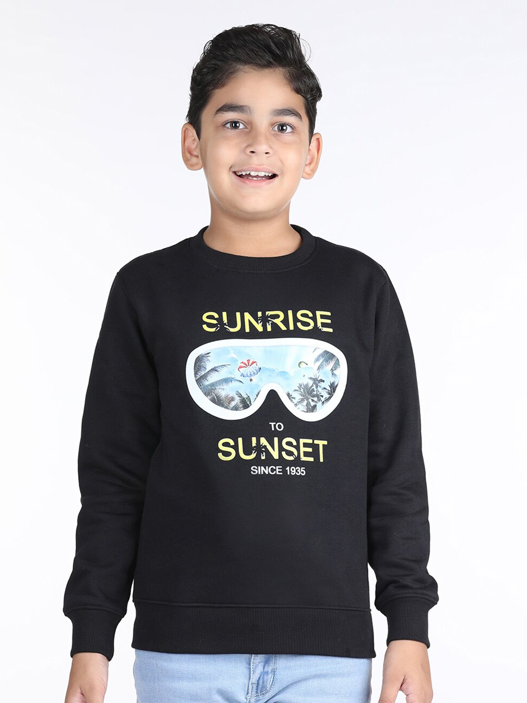 

Wingsfield Boys Graphic Printed Fleece Pullover, Black