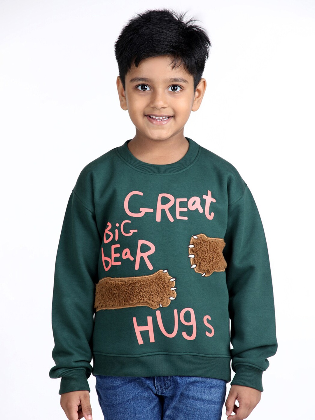 

Wingsfield Boys Typography Printed Round Neck Fleece Pullover, Green