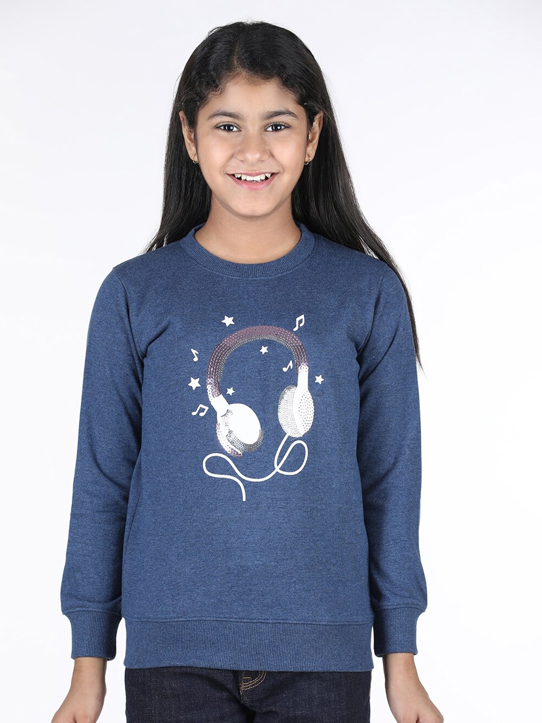 

Wingsfield Girls Graphic Printed Hooded Fleece Pullover, Blue