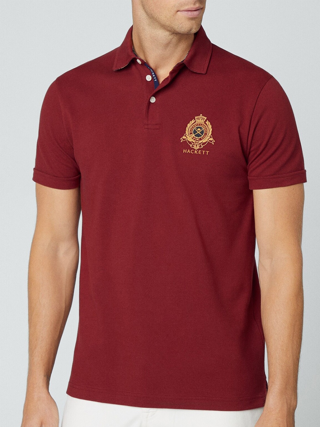 

HACKETT LONDON Polo Collar Cotton T-Shirt, Maroon