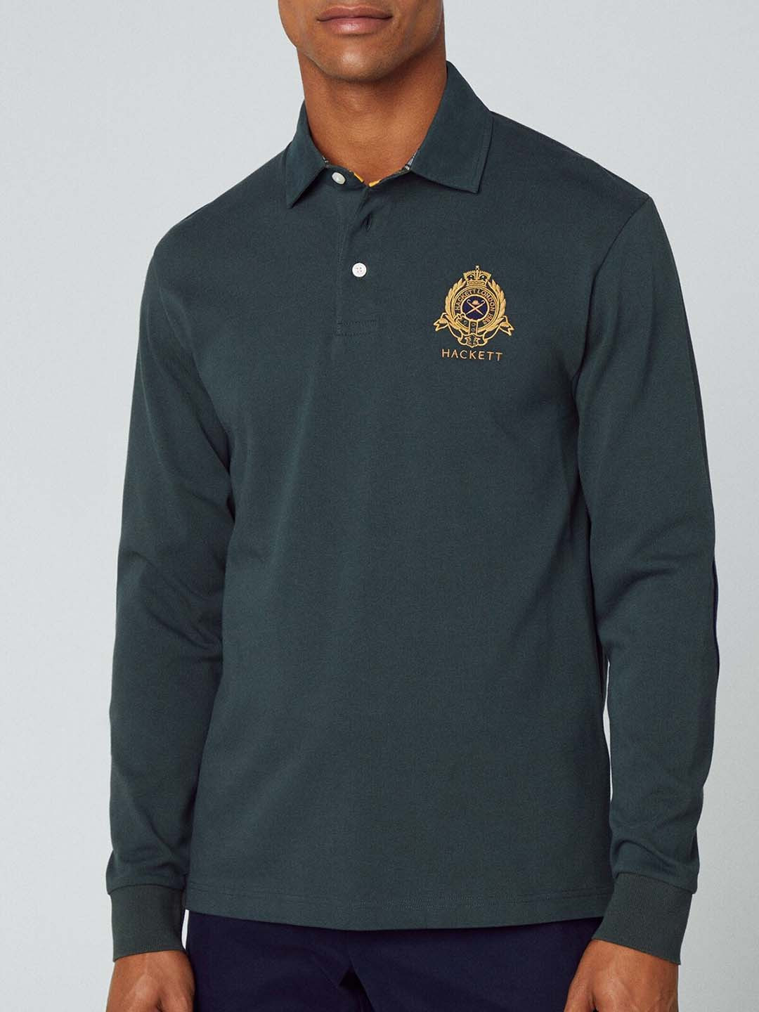

HACKETT LONDON Polo Collar Cotton T-Shirt, Green