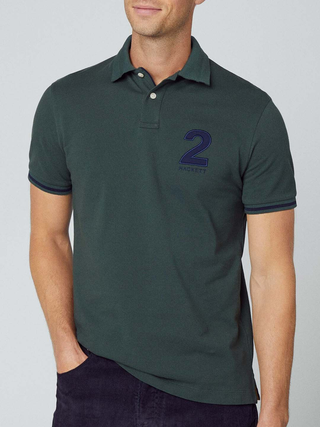 

HACKETT LONDON Polo Collar Cotton T-shirt, Green