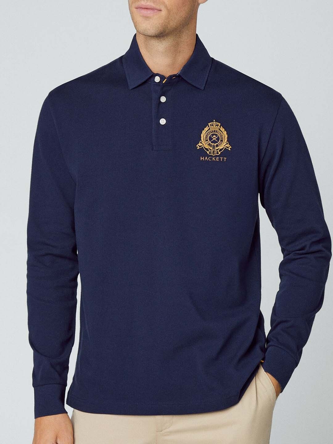 

HACKETT LONDON Polo Collar Cotton T-shirt, Navy blue