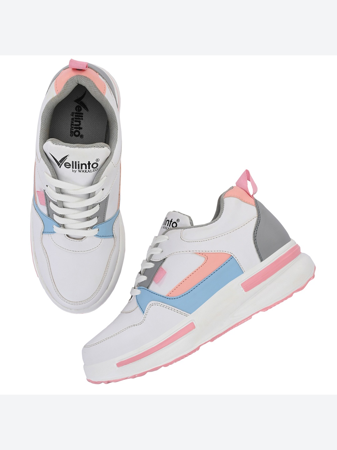 

Vellinto Women LOVISH Colourblocked Lightweight Comfort Insole Basics Sneakers, White