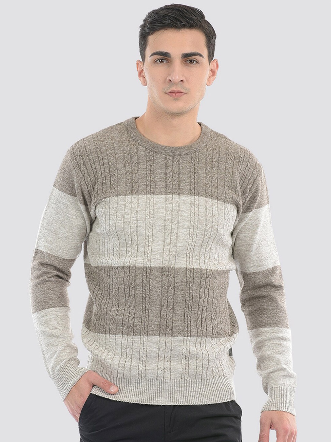 

LONDON FOG Cable Knit Self Design Acrylic Pullover, Grey