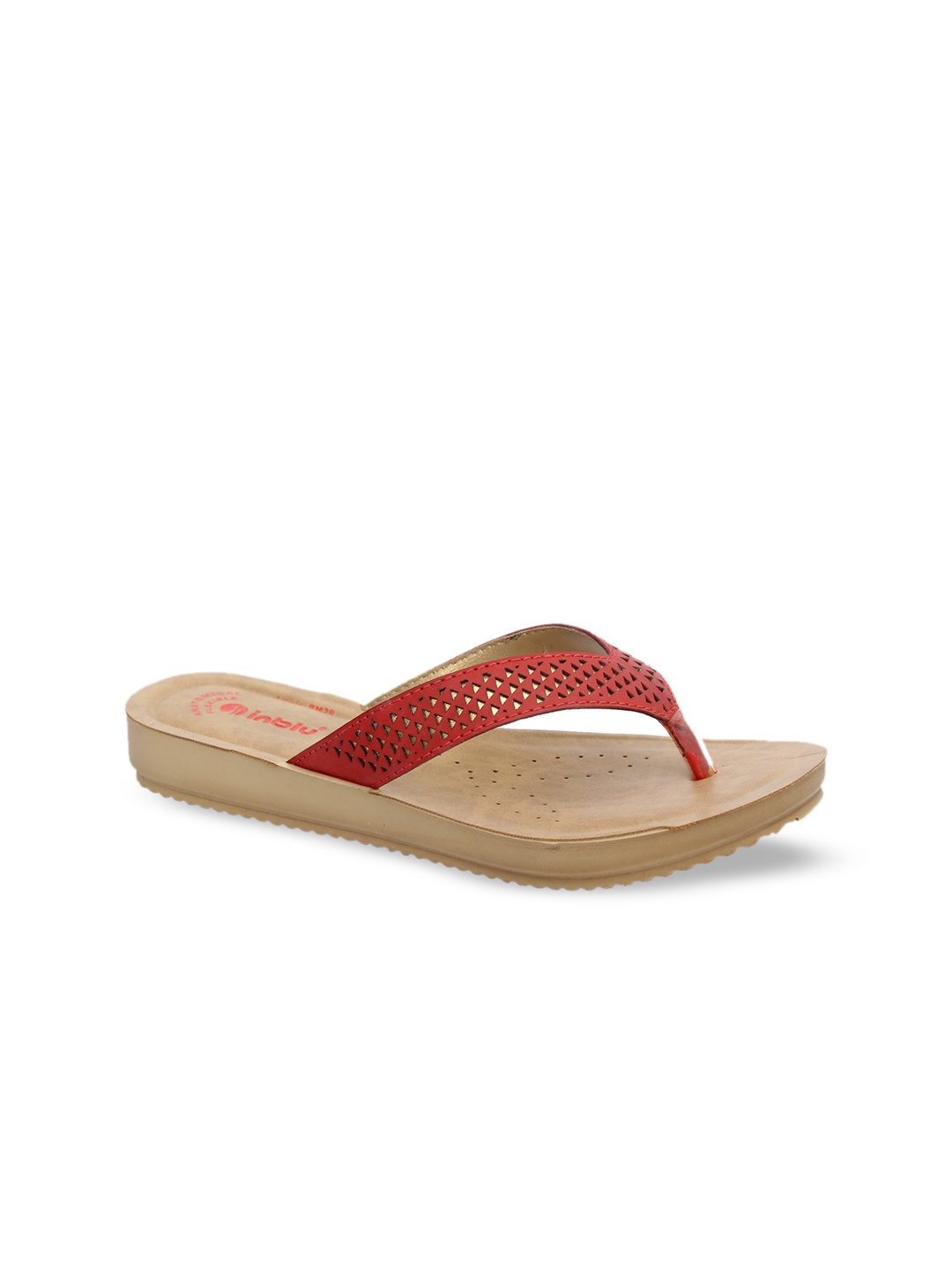 

Inblu Embellished Lightweight & Anti Skid Open Toe Flats, Red