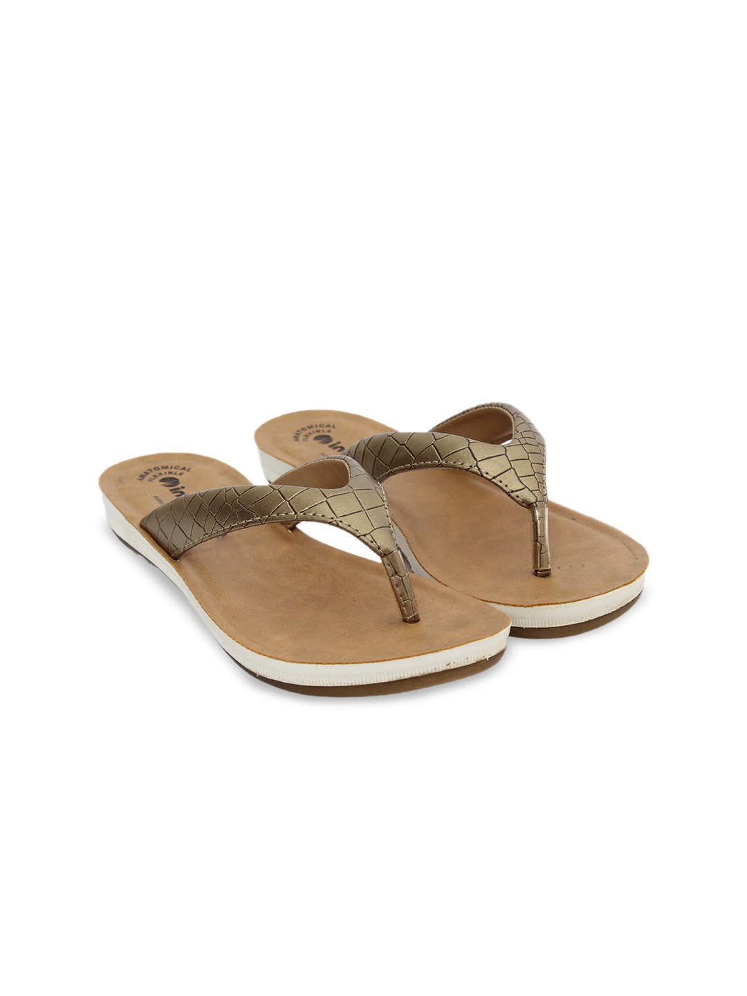 

Inblu Textured Lightweight & Anti-Skid Open Toe Flats, Gold