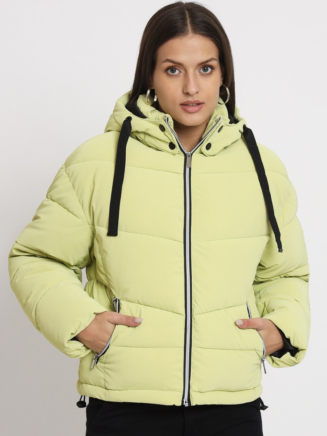 

VividArtsy Hooded Puffer Jacket, Green