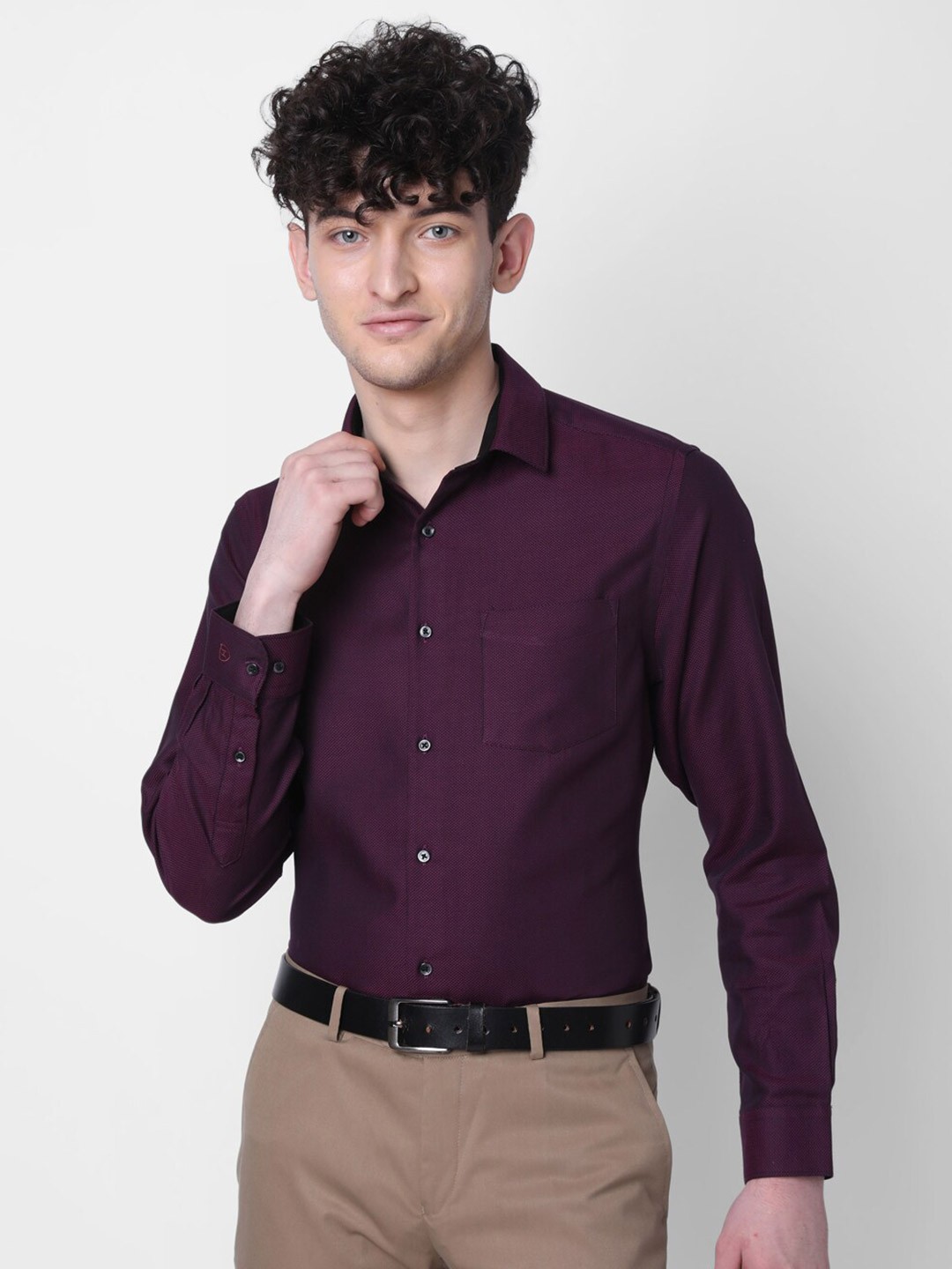 

J Hampstead Checked Cotton Formal Shirt, Magenta