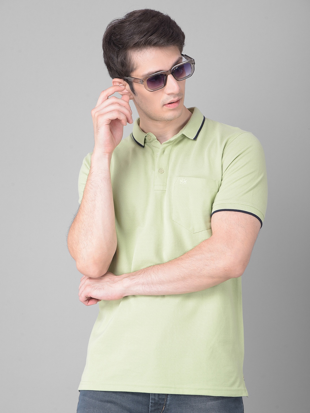 

Crimsoune Club Polo Collar Slim Fit T-shirt, Green