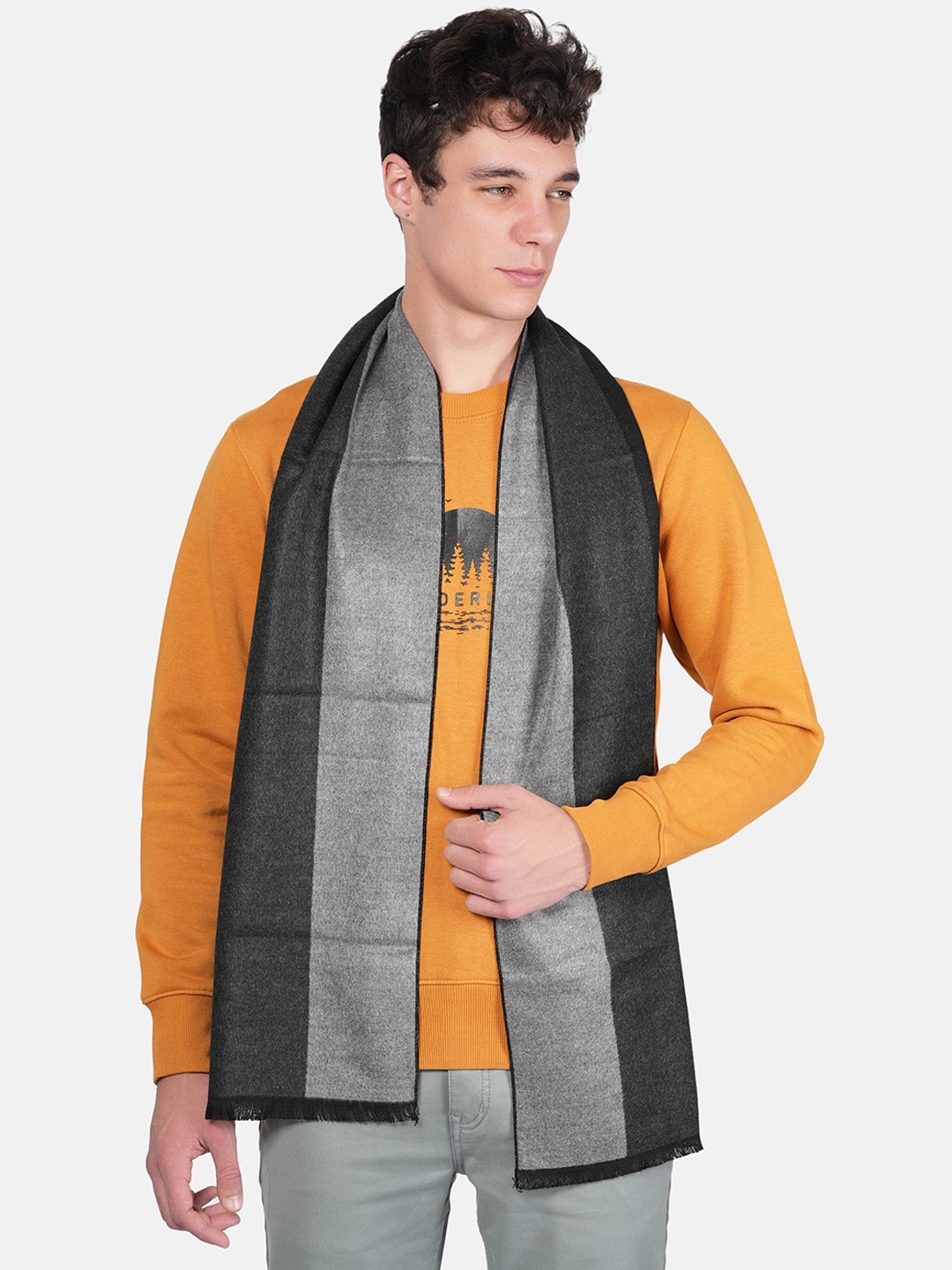 

MUFFLY Woven Reversible Cashmere Wrap Muffler, Grey