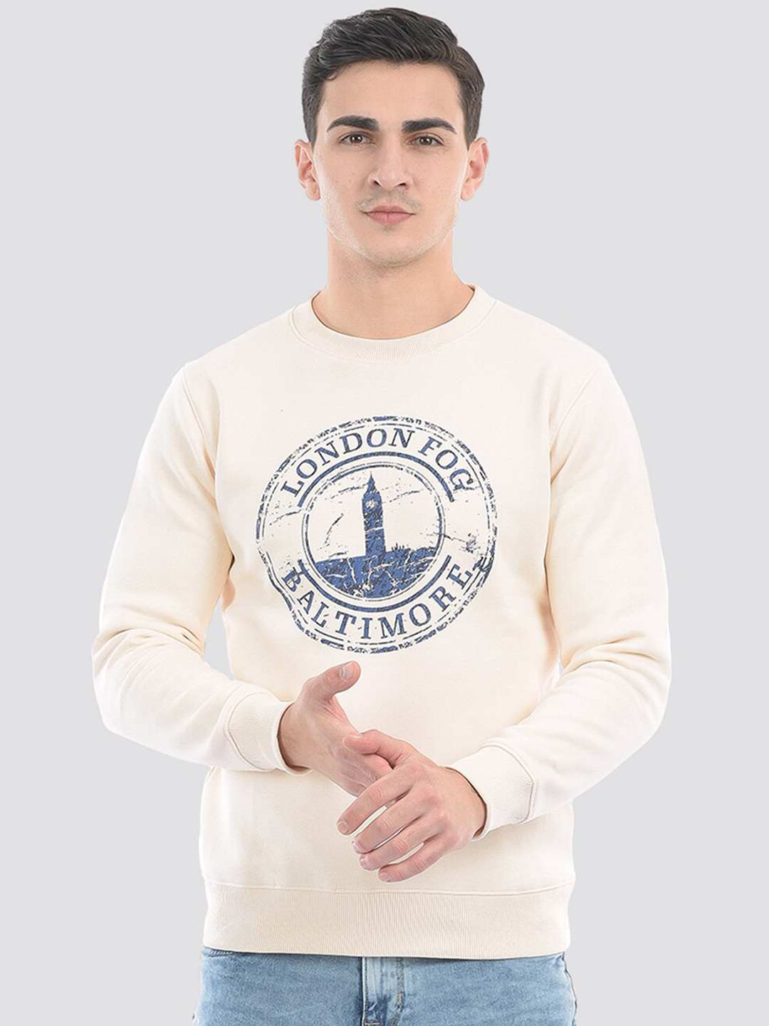 

LONDON FOG Printed Pullover Sweatshirt, Beige