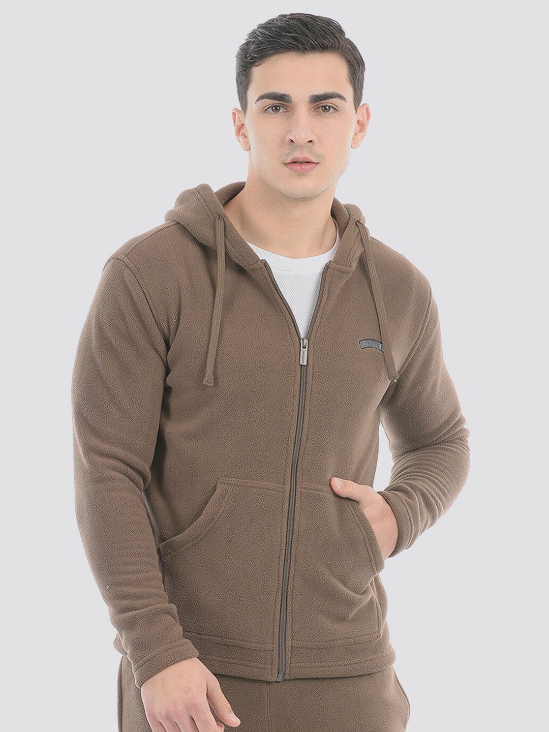 

LONDON FOG Hooded Front-Open Sweatshirt, Brown