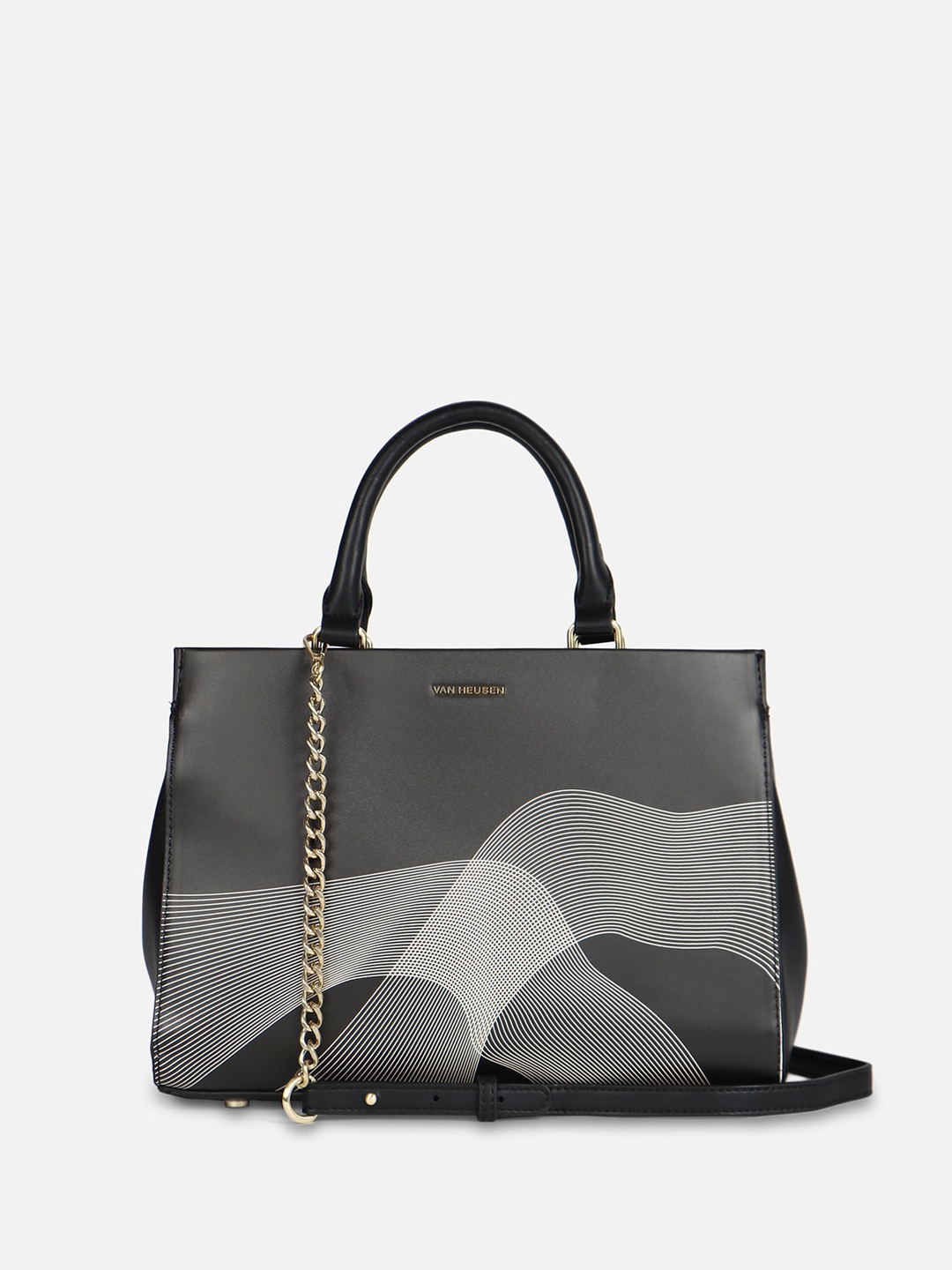 

Van Heusen Abstract Printed Structured Handheld Bag, Black