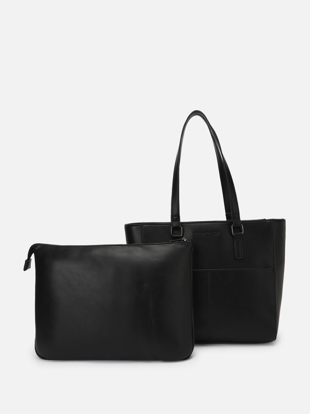 Van Heusen PU Oversized Shopper Shoulder Bag, Black