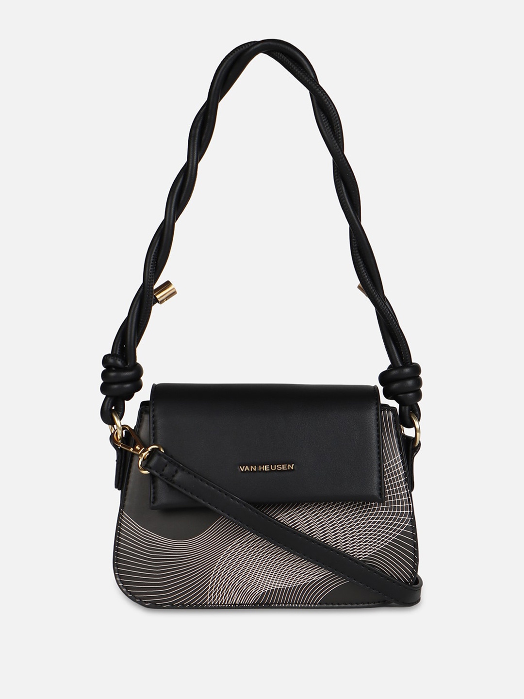 

Van Heusen Woman PU Structured Shoulder Bag with Tasselled, Black