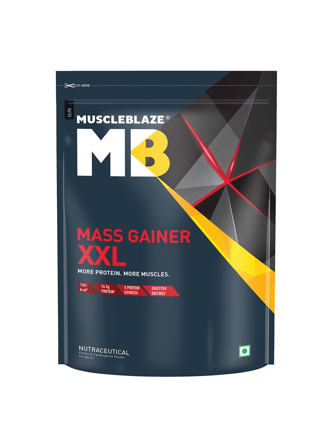 

MuscleBlaze Super Gainer XXL High Calorie Chocolate Flavour Gainer Powder - 1Kg, Blue