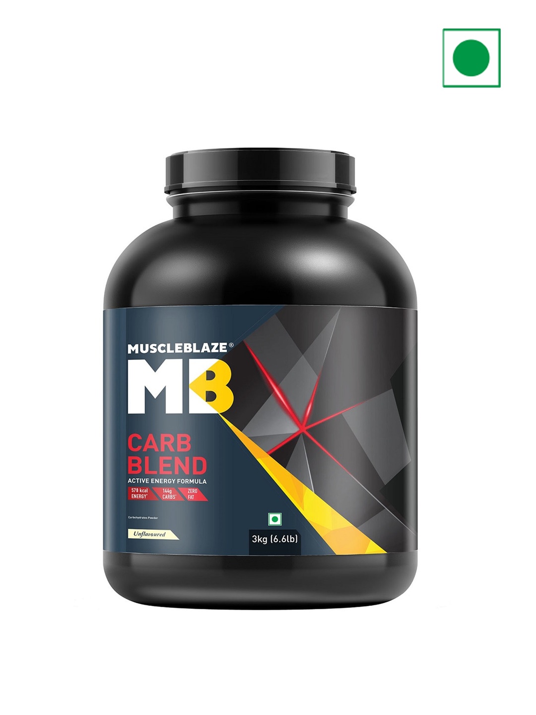 

MuscleBlaze Carb Blend Powder with Active Energy Formula - Unflavoured - 3Kg, Black