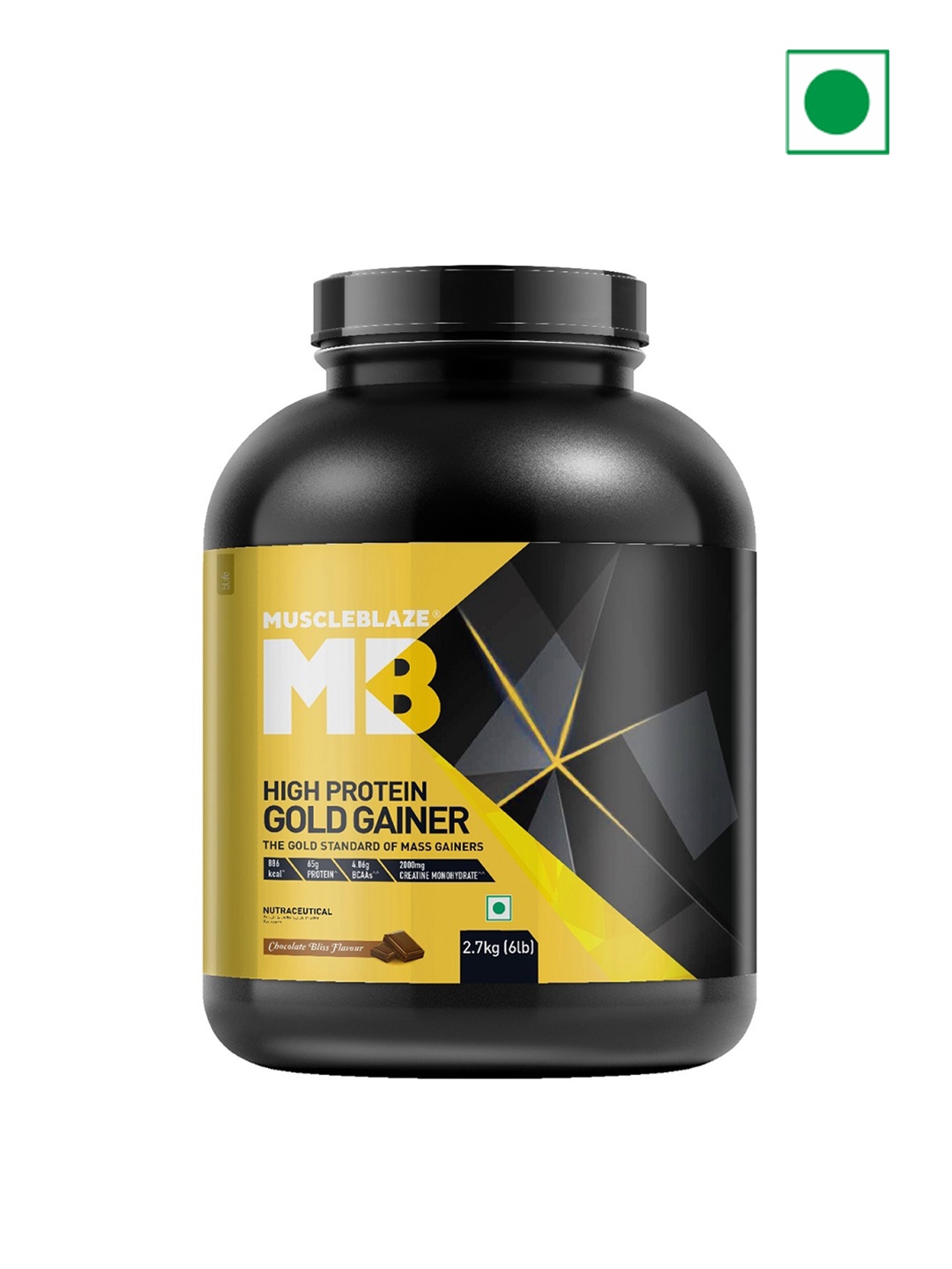 

MuscleBlaze High Protein Chocolate Bliss Flavour Gold Gainer Powder - 2.7 Kg