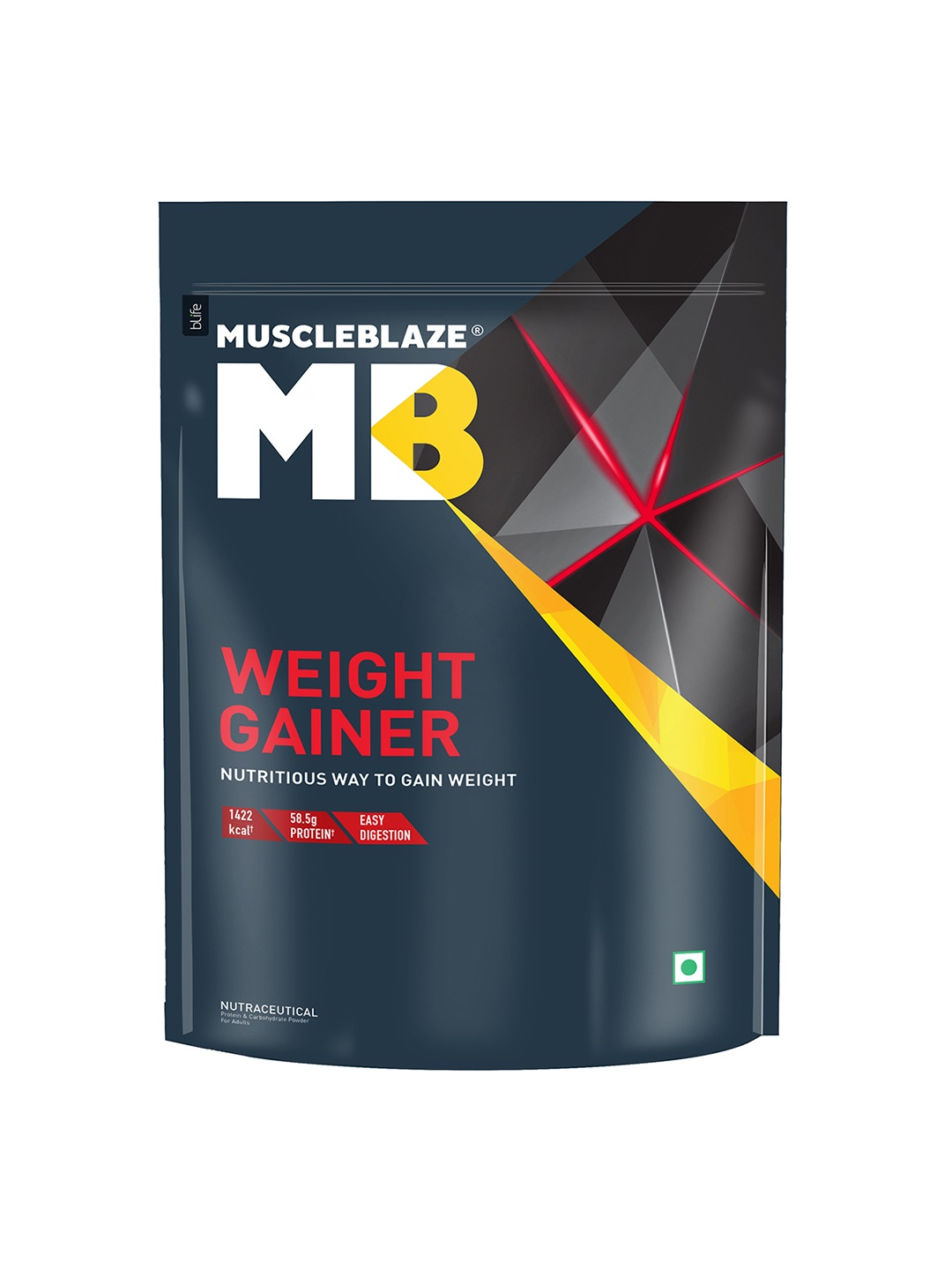 

MuscleBlaze Weight Gainer Powder with Added Digezyme - Chocolate Flavour - 1Kg, Black