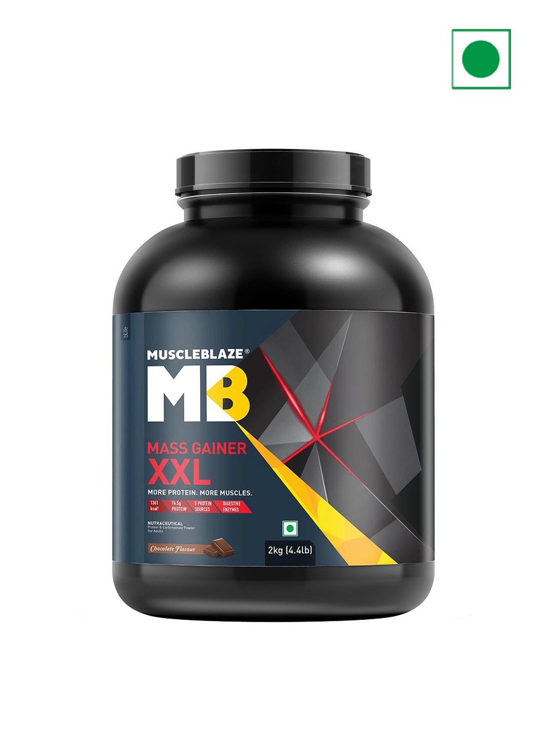 

MuscleBlaze Mass Gainer XXL Powder - Chocolate Flavour - 2Kg, Black