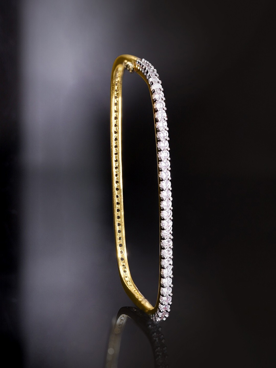 

Rubans Women Gold-Plated Cubic Zirconia Bangle-Style Bracelet