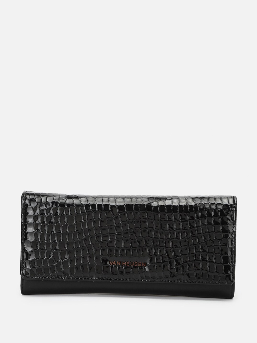 

Van Heusen Woman Geometric Textured Two Fold Wallet, Black