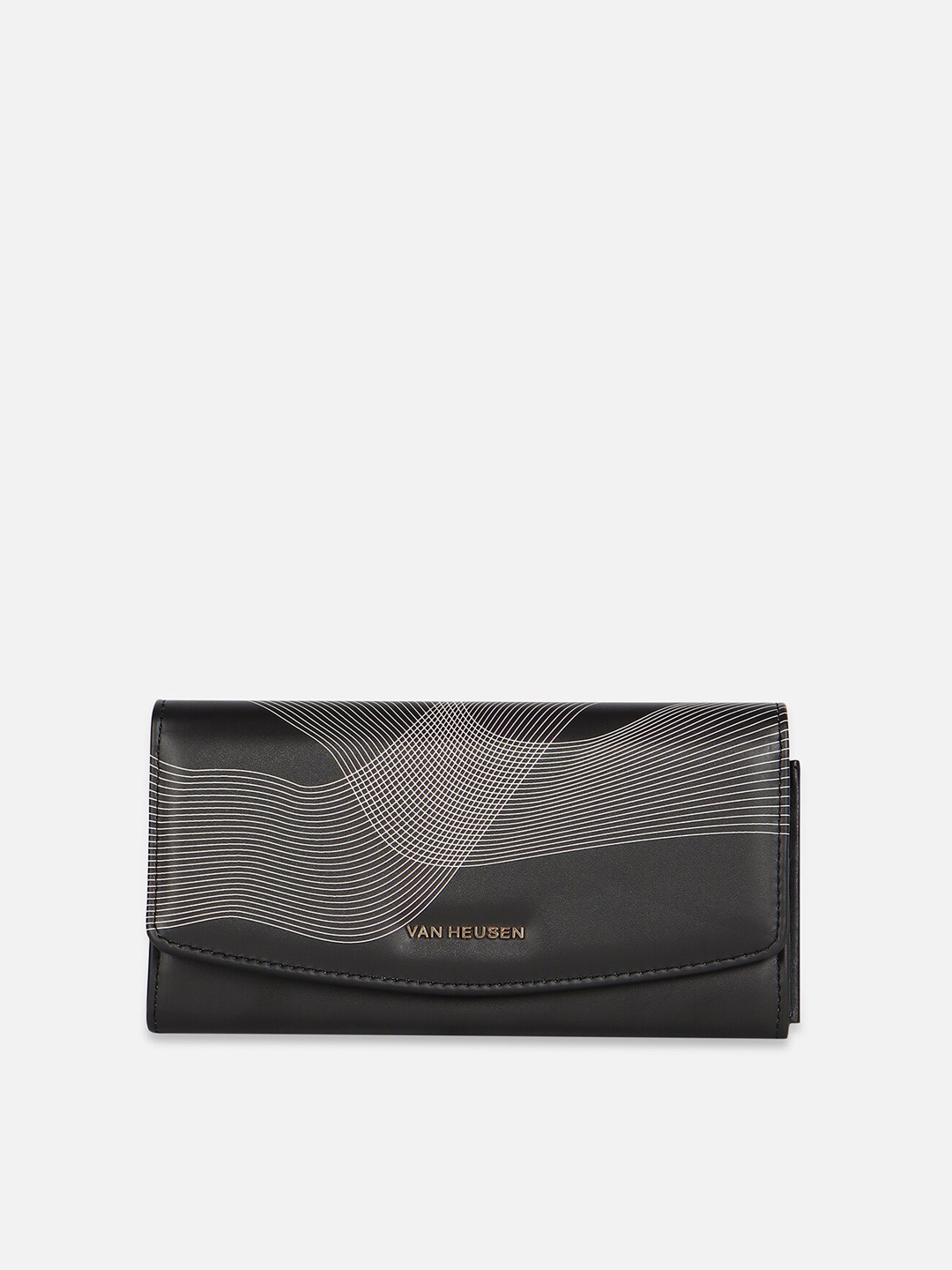 

Van Heusen Geometric Printed Two Fold Wallet, Black