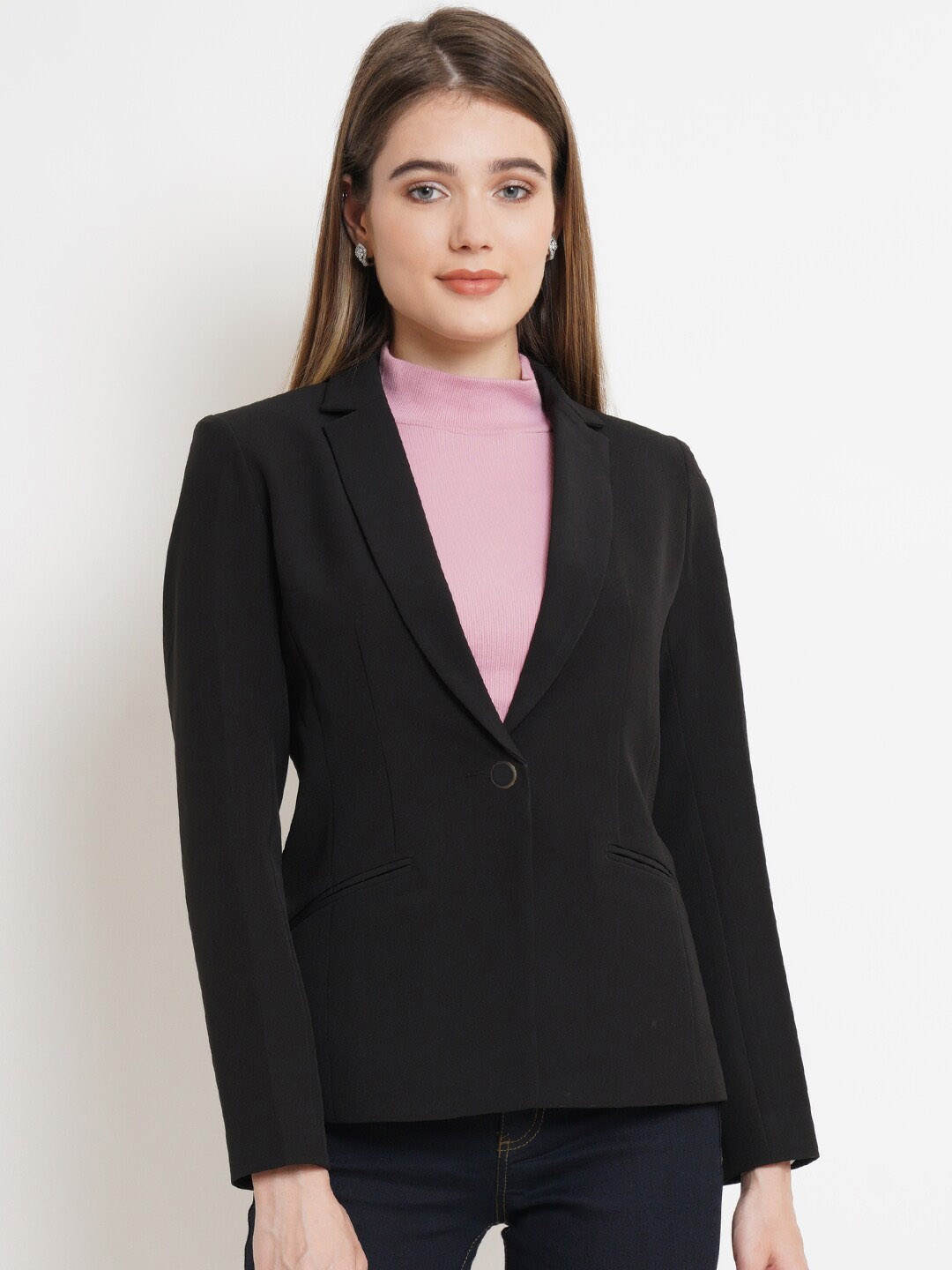 

Purple State Single-Breasted Casual Blazer, Black