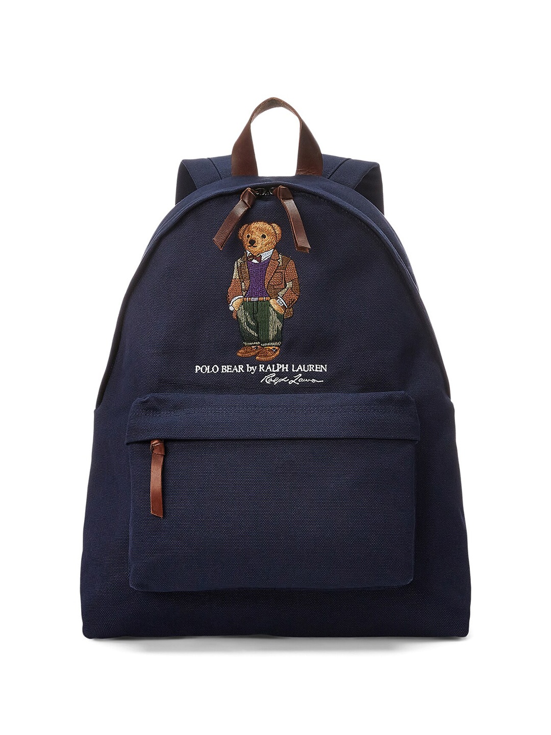 

Polo Ralph Lauren Graphic Polar Bear Embroidered Leather Backpack, Navy blue