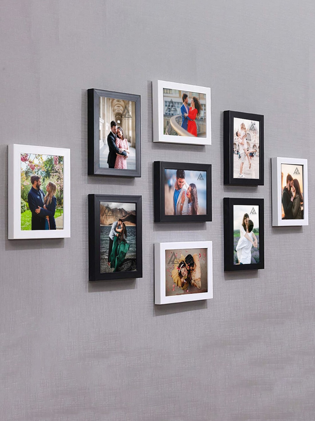 

Ag Crafts Black & White 9 Pieces Wooden Collage Photo Frames
