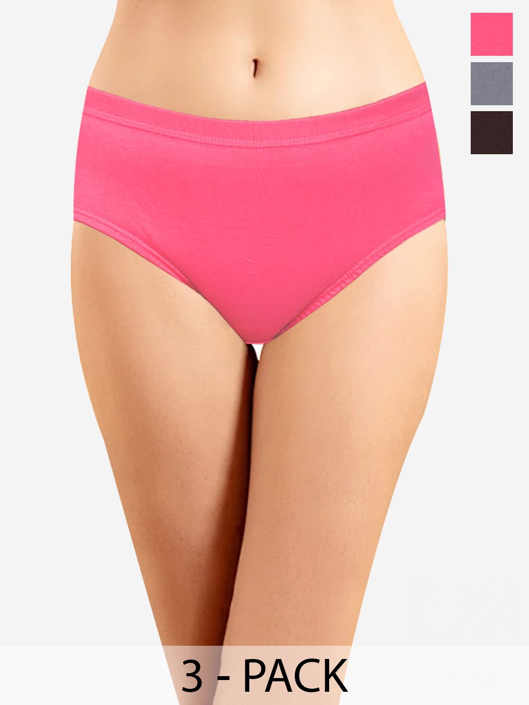 

In Care Pack Of 3 Pure Cotton Hipster Briefs, Pink