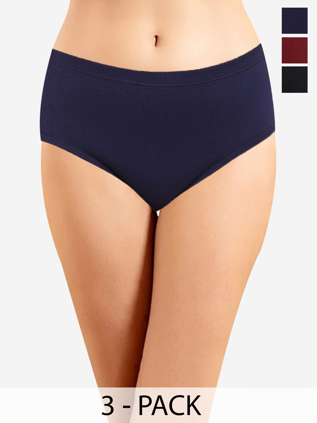 

In Care Pack of 3 Pure Cotton Hipster Briefs, Blue