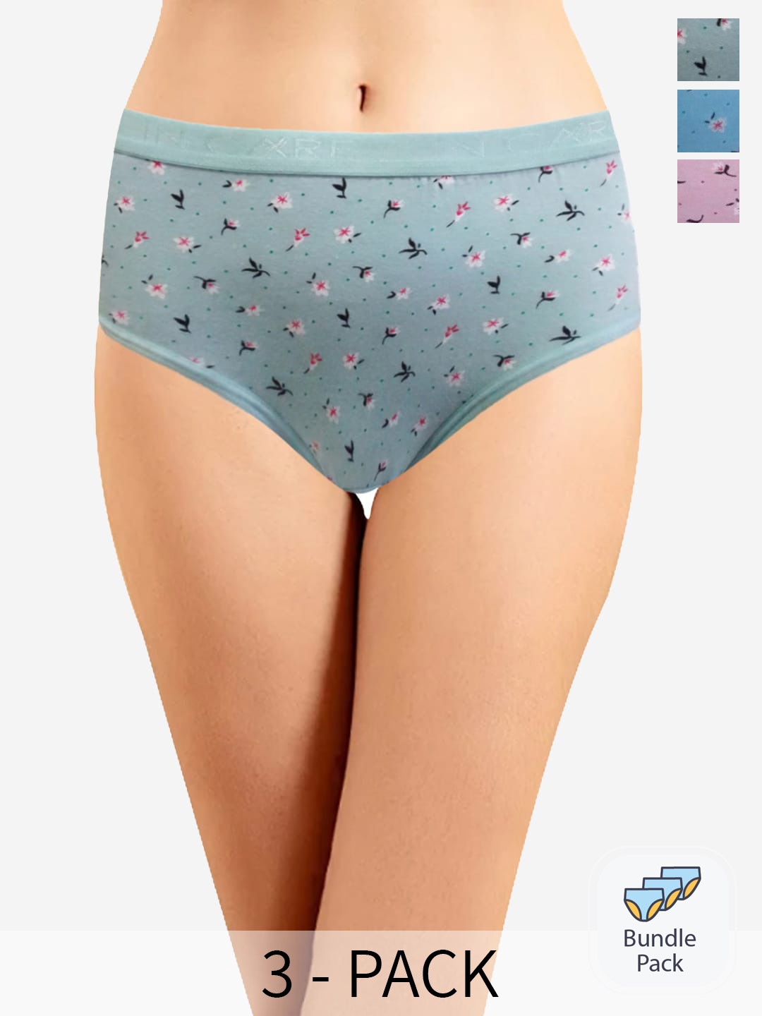 

In Care Women Pack Of 3 Pure Cotton Hipster Briefs, Grey