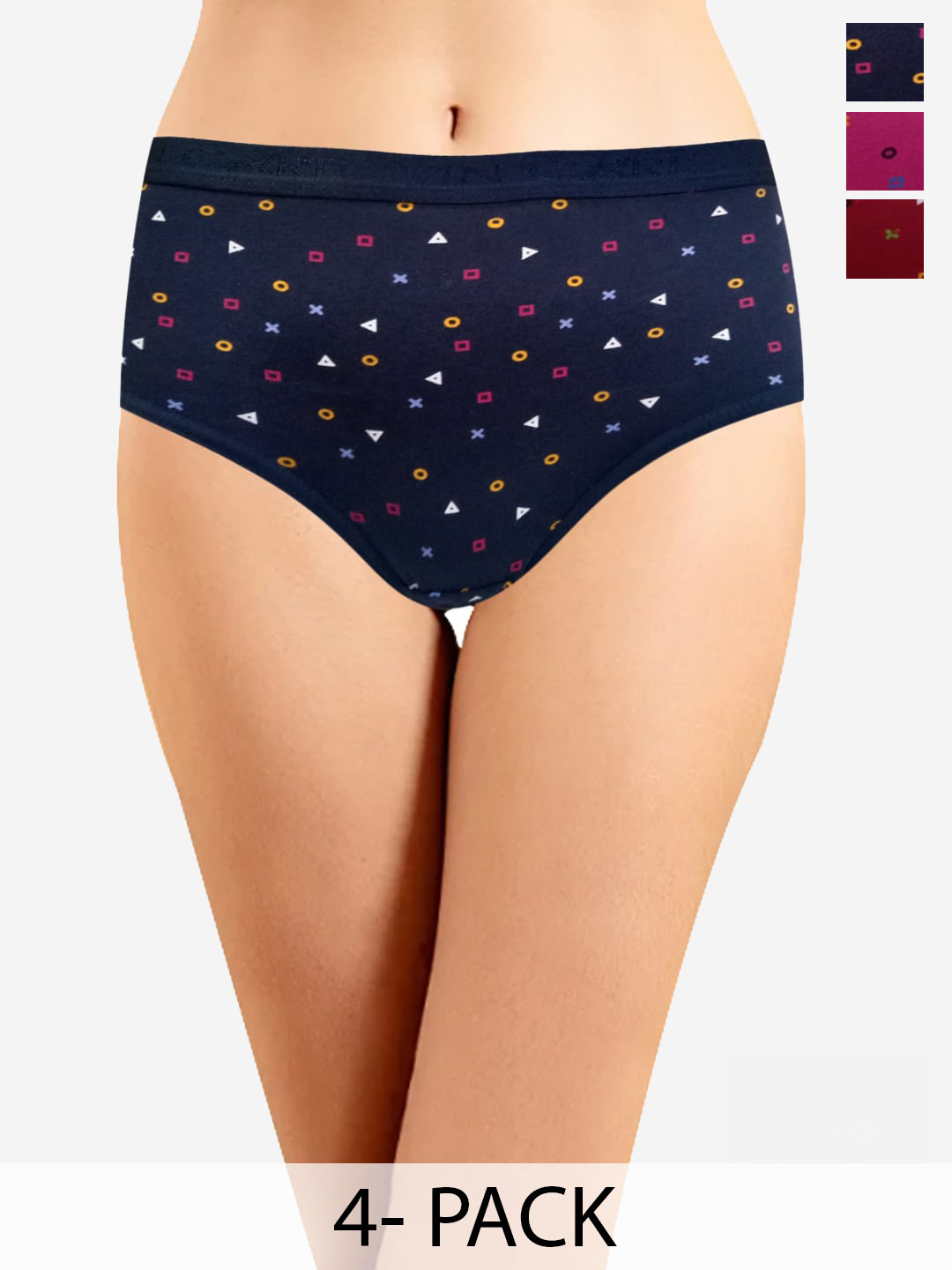 

In Care Women Pack Of 3 Printed Pure Cotton Hipster Briefs, Pink