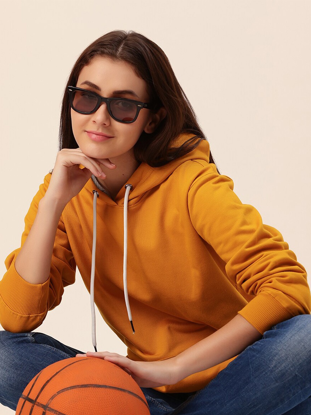 

Lounge Dreams Hooded Cotton Pullover Sweatshirt, Mustard