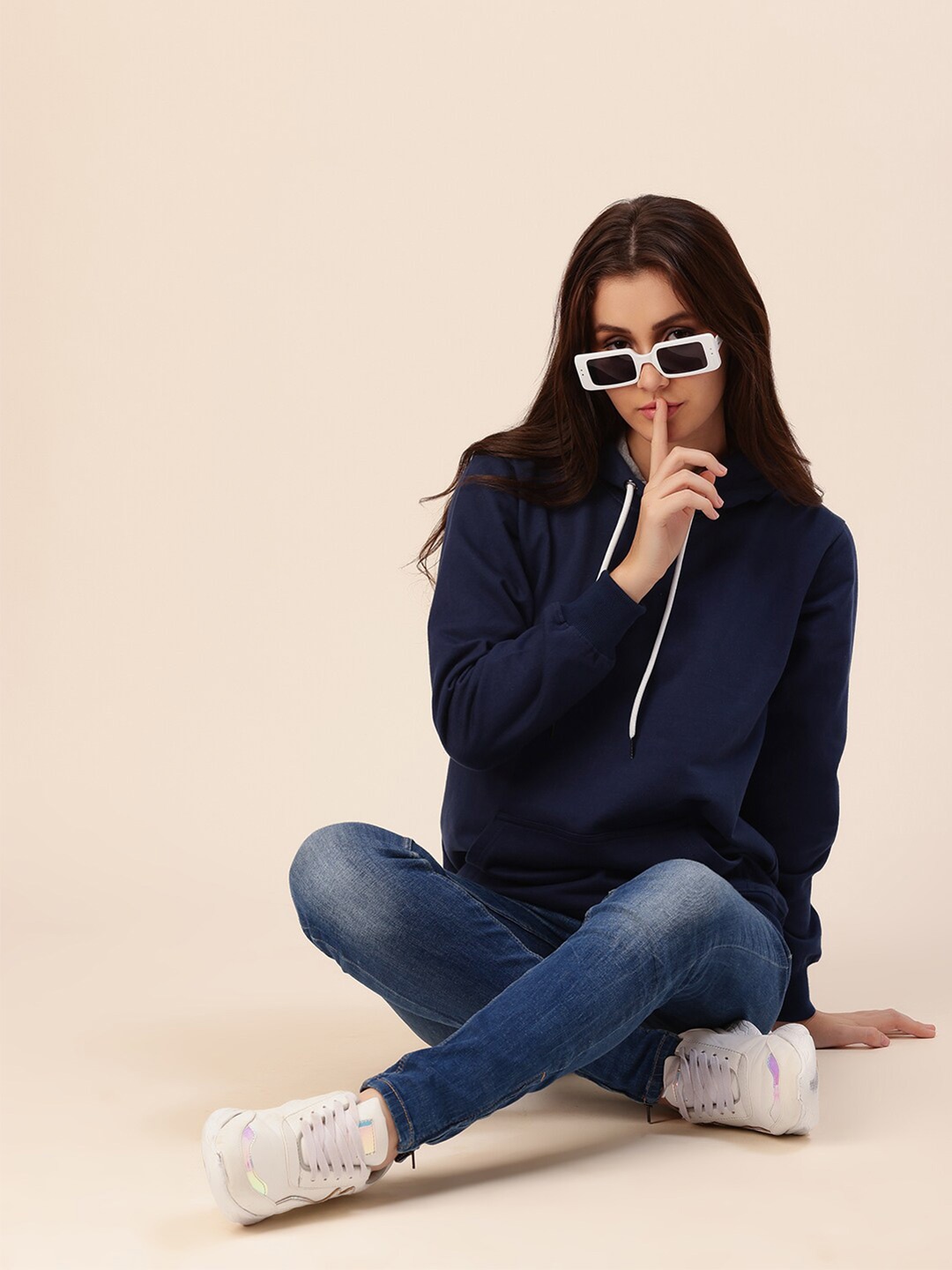 

Lounge Dreams Cotton Hooded Pullover Sweatshirt, Navy blue