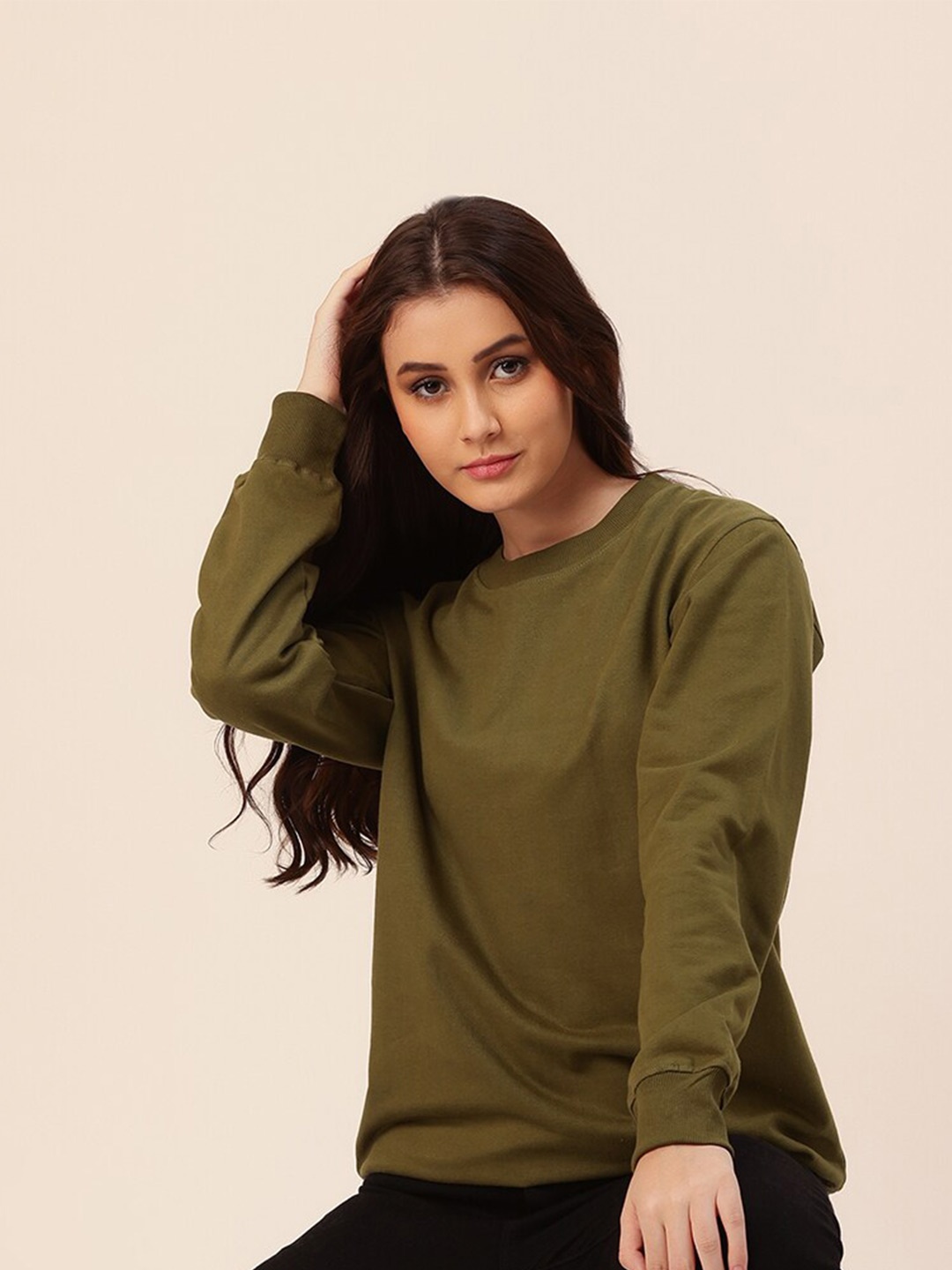 

Lounge Dreams Cotton Pullover Sweatshirt, Olive