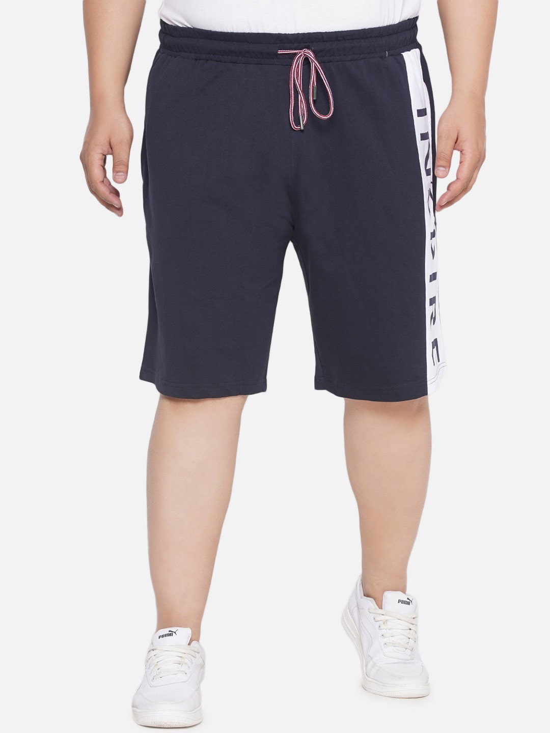

Santonio Men Plus Size Typography Printed Pure Cotton Shorts, Navy blue