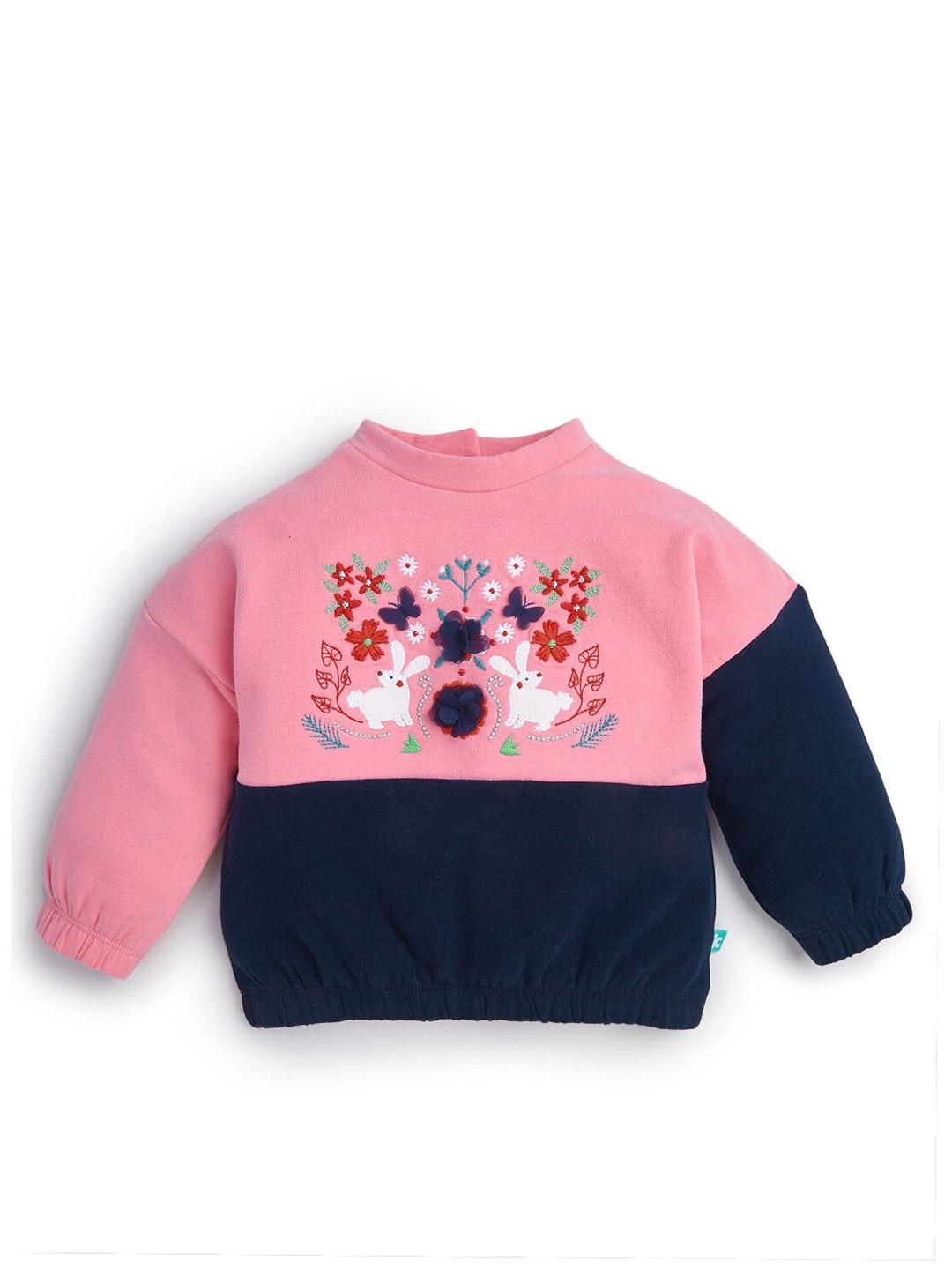 

JusCubs Infant Girls Colourblocked Cotton Sweatshirt, Navy blue