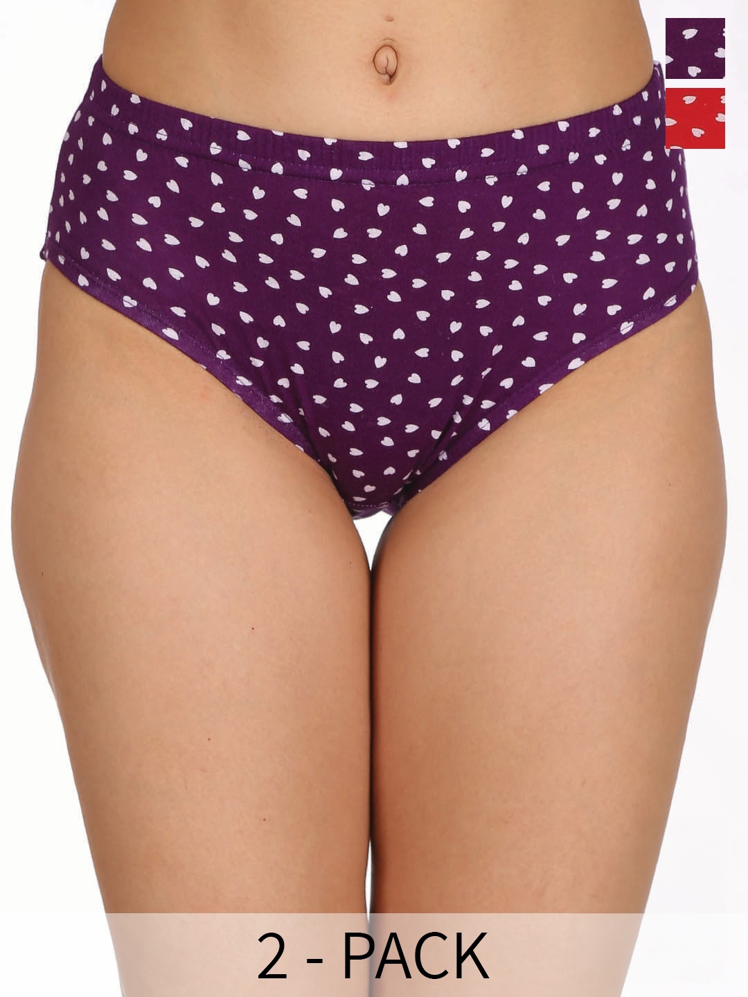 

Reveira Pack Of 2 Printed Anti Bacterial Hipster Briefs, Purple