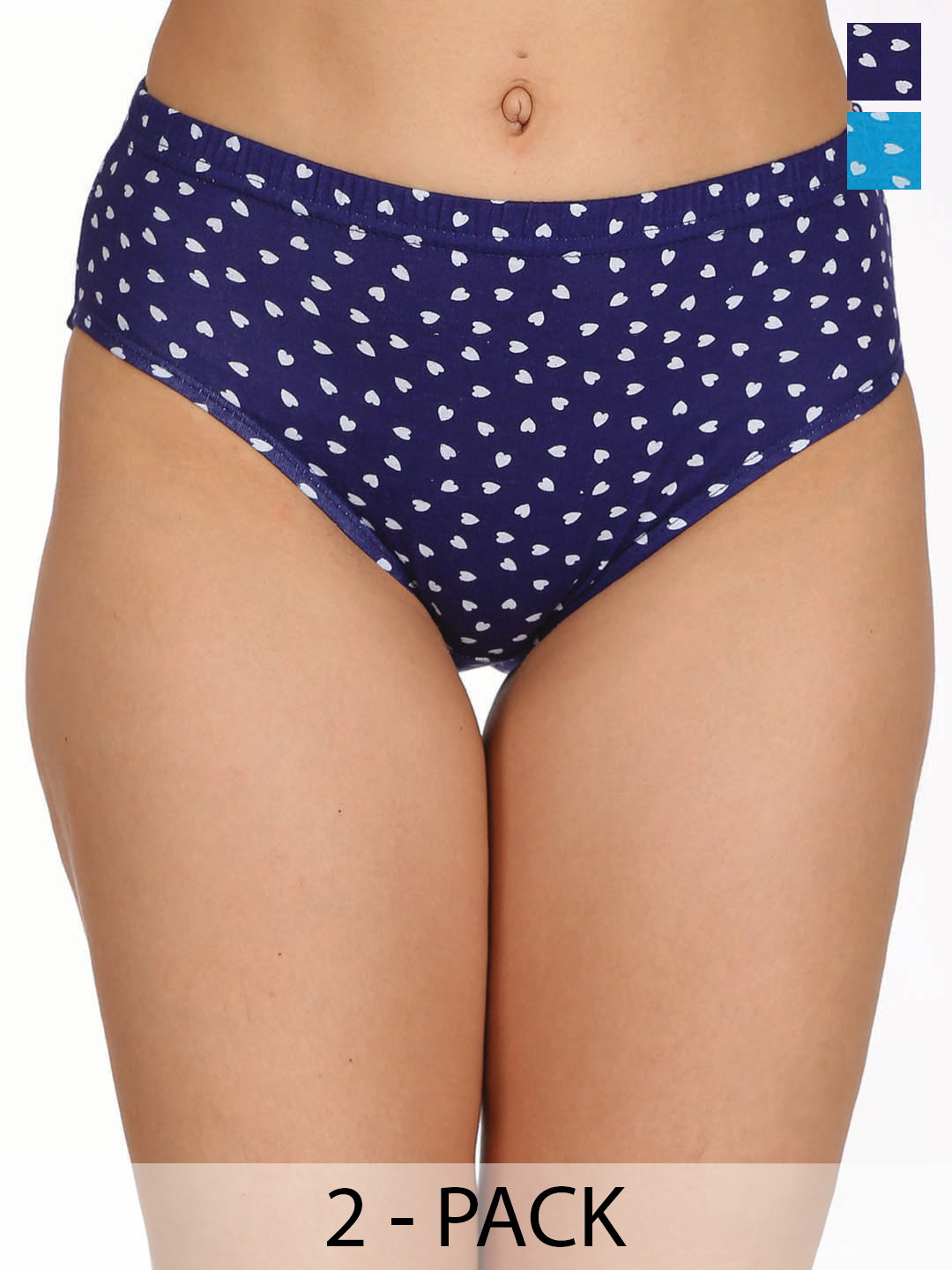 

Reveira Pack Of 2 Geometric Printed Anti Microbial Hipster Briefs, Navy blue