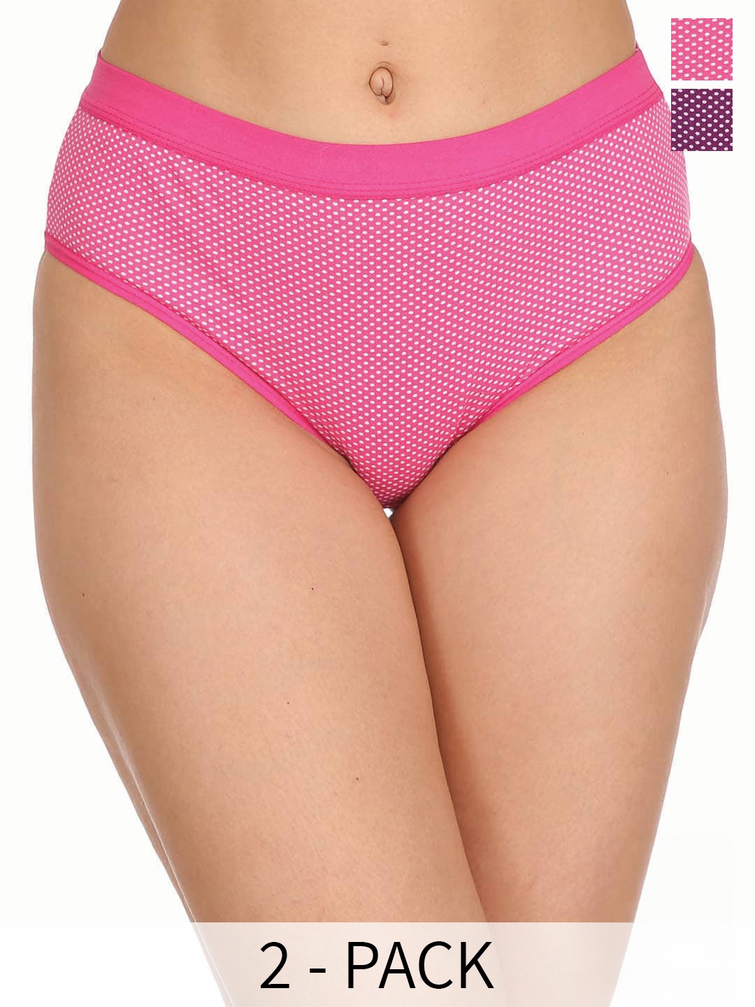

Reveira Pack Of 2 Printed Ribbed Briefs, Pink